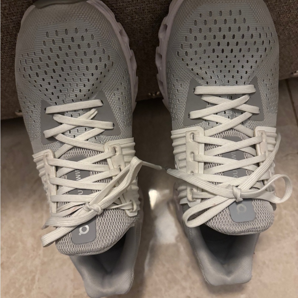 On Running Women's White and Gray Sneakers excellent condition